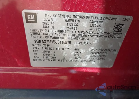 2018 Chevrolet Equinox Premier from USA, damaged, VIN 2GNAXMEV5J6116516